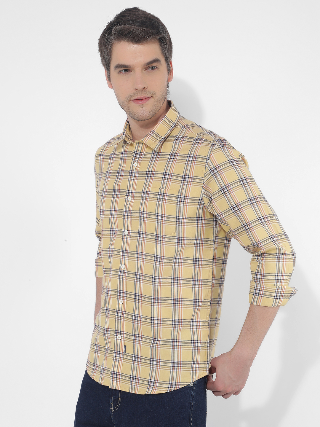 Numero Uno Men Checkered Yellow Shirt